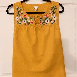J. Crew Embroidered Sleeveless Blouse